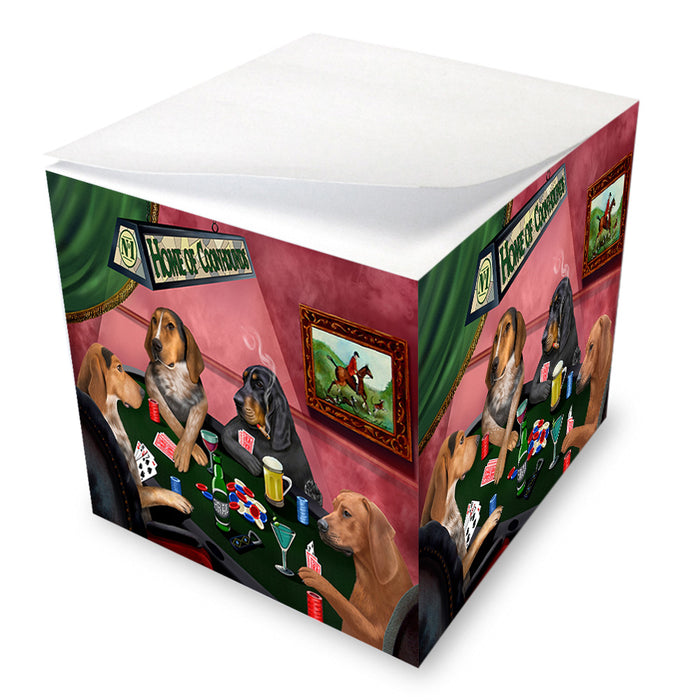 Home of Coonhound 4 Dogs Playing Poker Note Cube NOC55993
