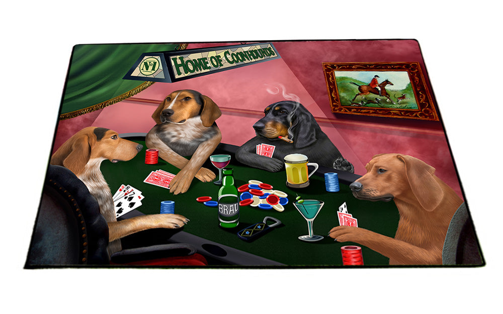 Home of Coonhound 4 Dogs Playing Poker Floormat FLMS54574