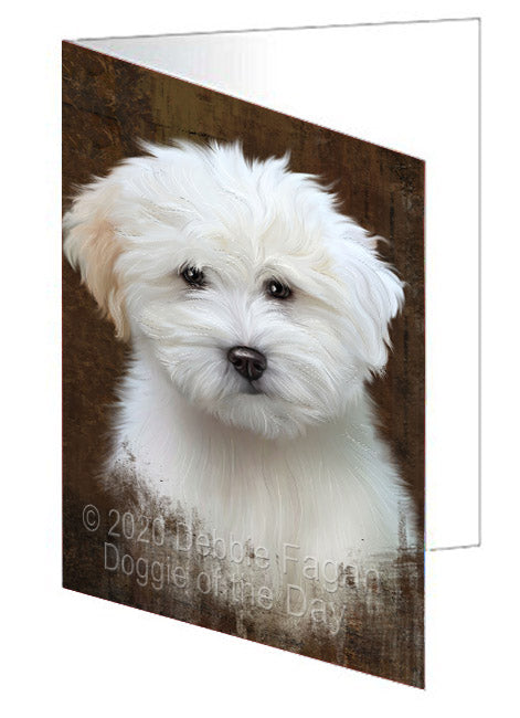 Rustic Coton De Tulear Dog Handmade Artwork Assorted Pets Greeting Cards and Note Cards with Envelopes for All Occasions and Holiday Seasons