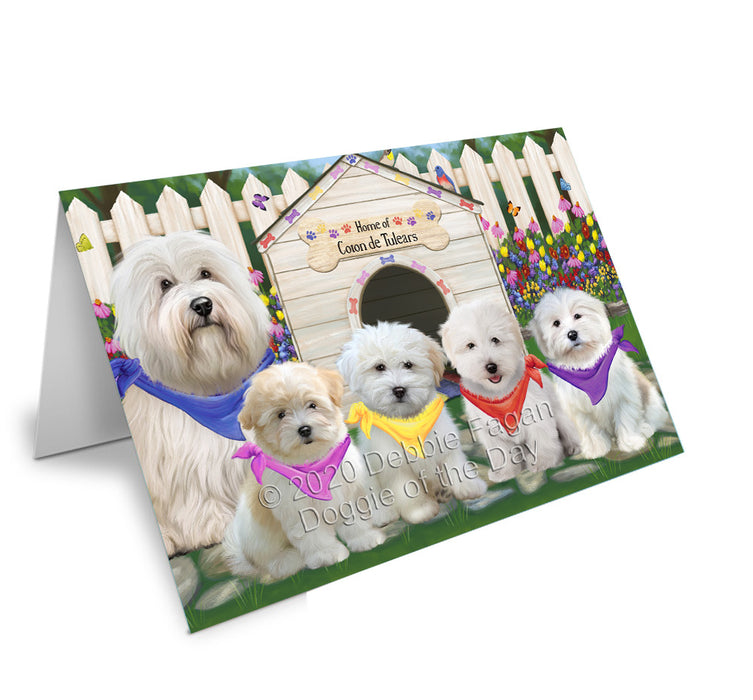 Spring Dog House Coton De Tulear Dogs Handmade Artwork Assorted Pets Greeting Cards and Note Cards with Envelopes for All Occasions and Holiday Seasons