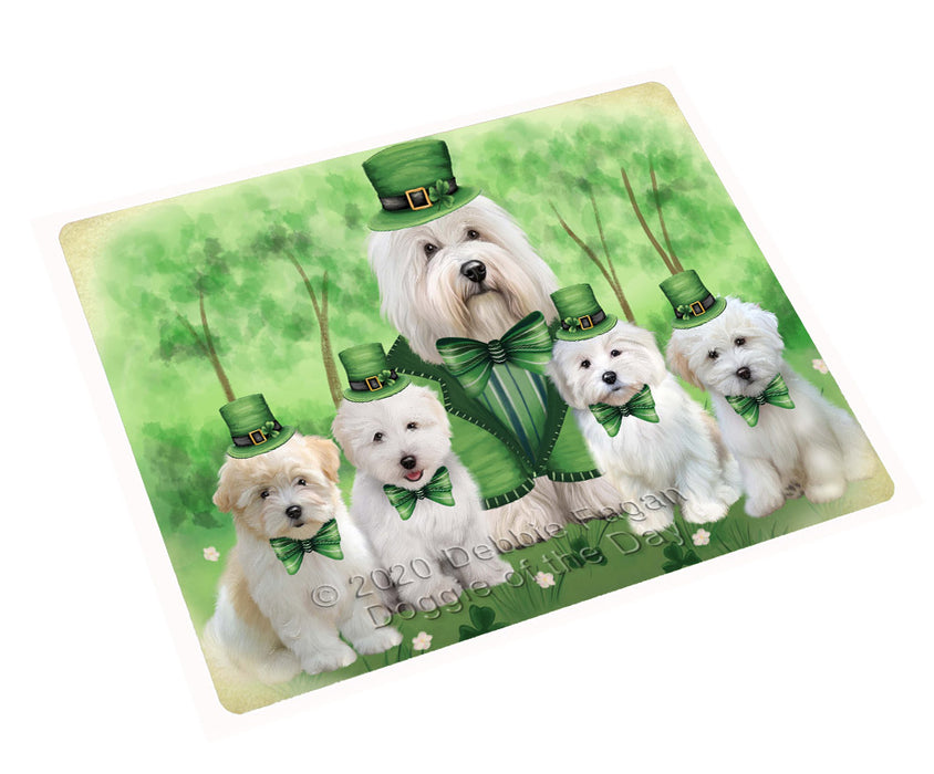 St. Patrick's Day Family Coton De Tulear Dogs Cutting Board - For Kitchen - Scratch & Stain Resistant - Designed To Stay In Place - Easy To Clean By Hand - Perfect for Chopping Meats, Vegetables