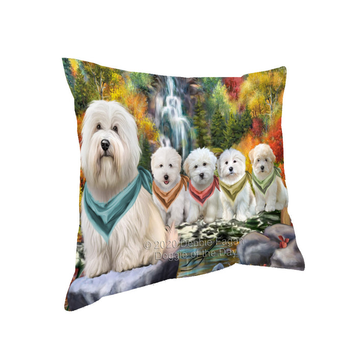 Scenic Waterfall Coton De Tulear Dogs Pillow with Top Quality High-Resolution Images - Ultra Soft Pet Pillows for Sleeping - Reversible & Comfort - Ideal Gift for Dog Lover - Cushion for Sofa Couch Bed - 100% Polyester