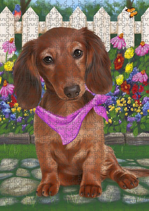 Spring Floral Dachshund Dog Puzzle with Photo Tin PUZL53217