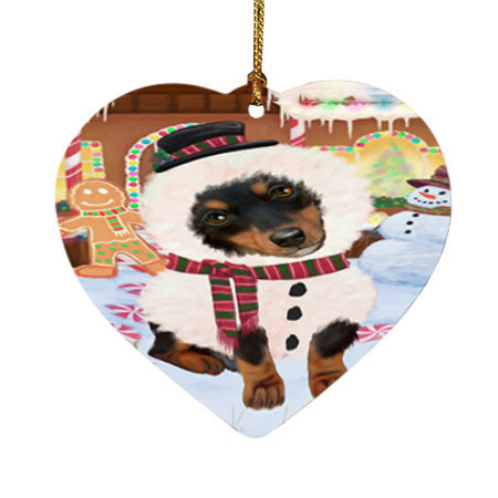 Christmas Gingerbread House Candyfest Dachshund Dog Heart Christmas Ornament HPOR56585