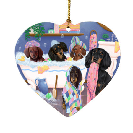 Rub A Dub Dogs In A Tub Dachshunds Dog Heart Christmas Ornament HPOR57141