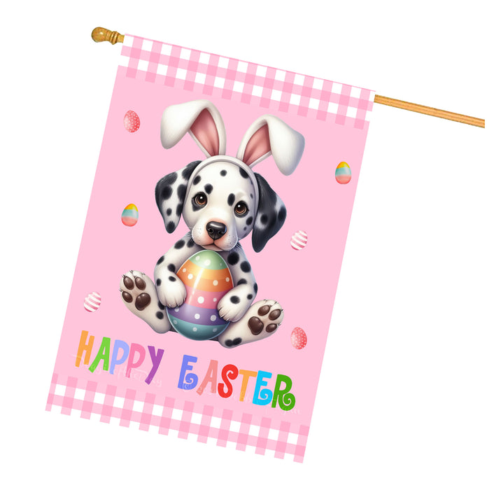 Dalmatian Dog Easter Day House Flags with Multi Design - Double Sided Easter Festival Gift for Home Decoration  - Holiday Dogs Flag Decor 28" x 40"