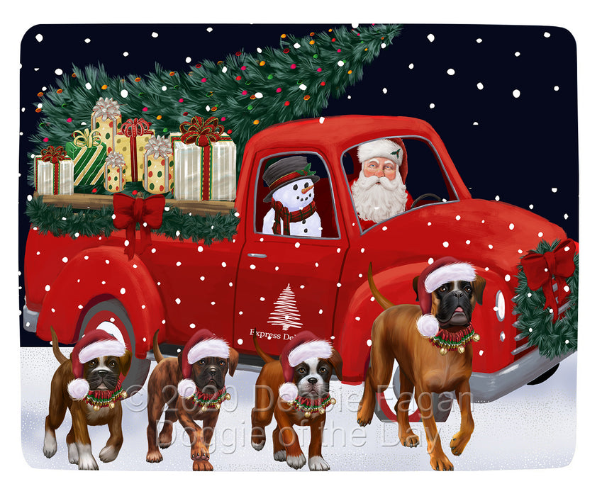 Christmas Express Delivery Red Truck Running Boxer Dogs Blanket BLNKT141798