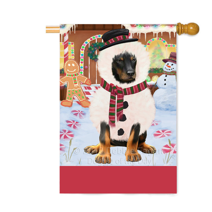 Personalized Gingerbread Candyfest Doberman Dog Custom House Flag FLG63820