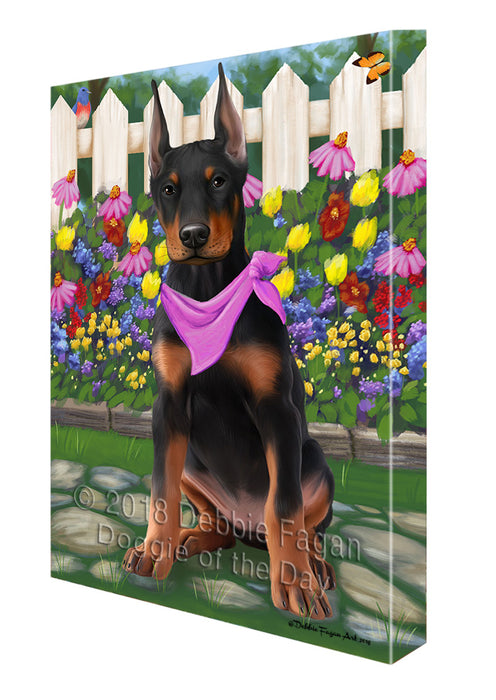Spring Floral Doberman Pinscher Dog Canvas Wall Art CVS64600