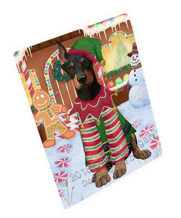 Christmas Gingerbread House Candyfest Doberman Pinscher Dog Large Refrigerator / Dishwasher Magnet RMAG100224