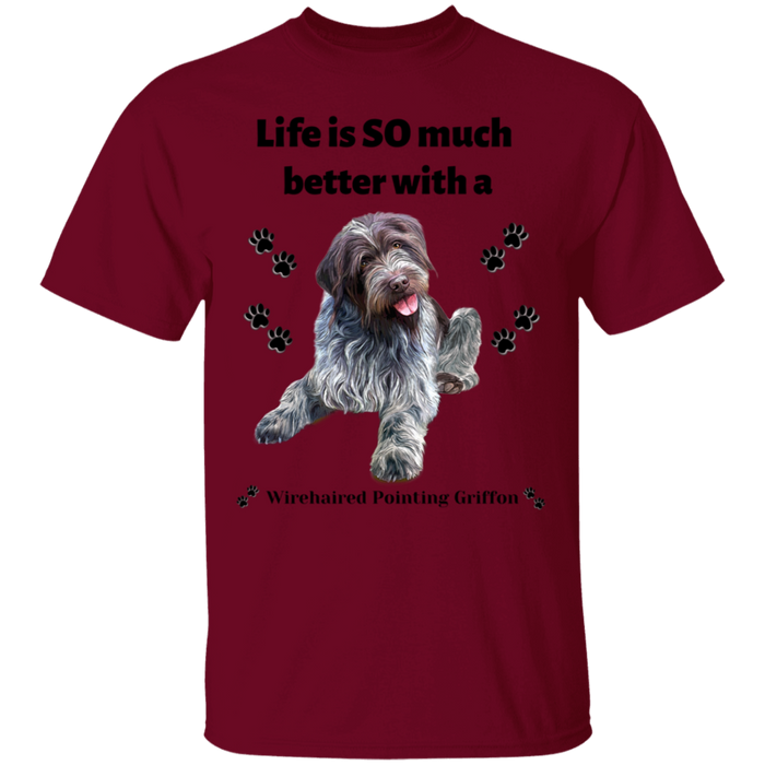 Men's T-Shirt Wirehaired Pointing Griffon Dog Life is Better