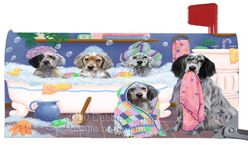 Rub A Dub Dogs In A Tub English Setter Dog Magnetic Mailbox Cover Both Sides Pet Theme Printed Decorative Letter Box Wrap Case Postbox Thick Magnetic Vinyl Material