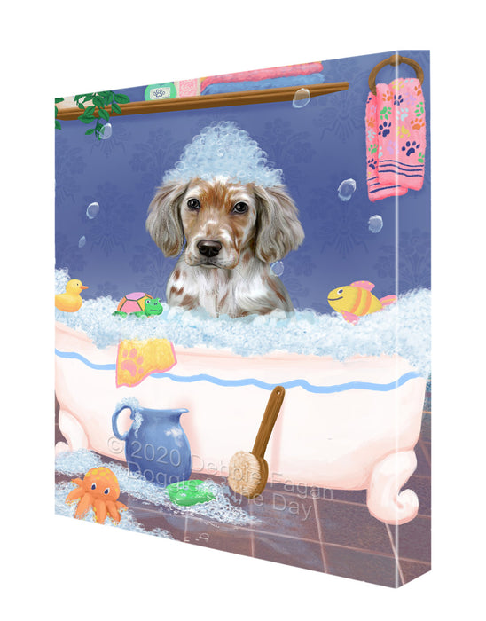 Rub a Dub Dogs in a Tub English Setter Dog Canvas Wall Art - Premium Quality Ready to Hang Room Decor Wall Art Canvas - Unique Animal Printed Digital Painting for Decoration CVS310