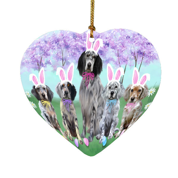 Easter Holiday English Setter Dogs Heart Christmas Ornament HPORA59326