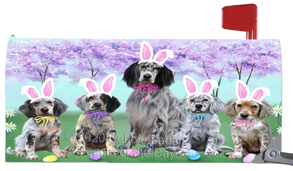 Easter Holiday English Setter Dogs Magnetic Mailbox Cover Both Sides Pet Theme Printed Decorative Letter Box Wrap Case Postbox Thick Magnetic Vinyl Material