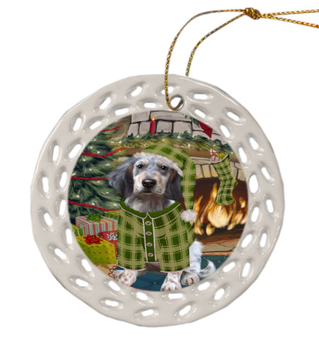 The Christmas Stocking was Hung English Setter Dog Doily Ornament DPOR59090