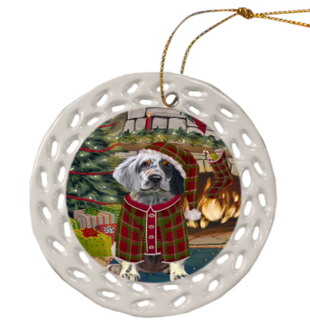 The Christmas Stocking was Hung English Setter Dog Doily Ornament DPOR59092