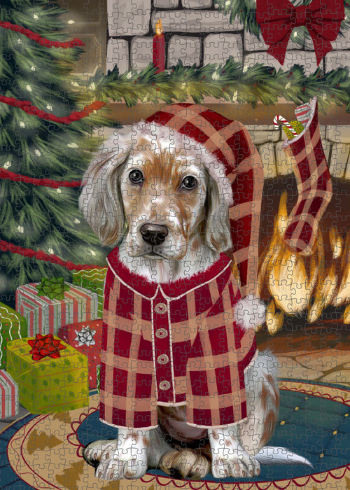 The Christmas Stocking was Hung English Setter Dog Portrait Jigsaw Puzzle for Adults Animal Interlocking Puzzle Game Unique Gift for Dog Lover's with Metal Tin Box PZL918