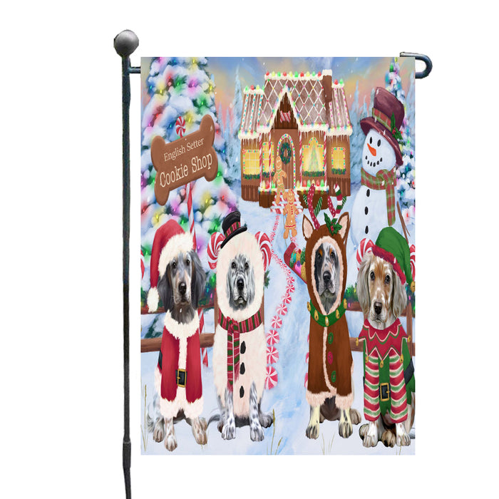 Christmas Gingerbread Cookie Shop English Setter Dogs Garden Flags Outdoor Decor for Homes and Gardens Double Sided Garden Yard Spring Decorative Vertical Home Flags Garden Porch Lawn Flag for Decorations
