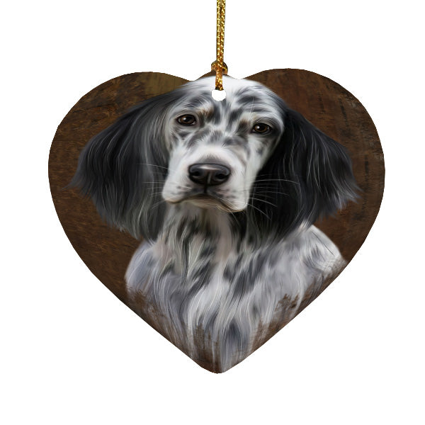 Rustic English Setter Dog Heart Christmas Ornament HPORA58973