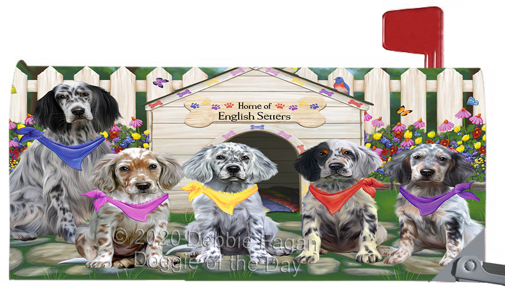 Spring Dog House English Setter Dogs Magnetic Mailbox Cover Both Sides Pet Theme Printed Decorative Letter Box Wrap Case Postbox Thick Magnetic Vinyl Material