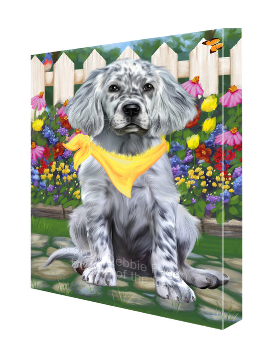 Spring Floral English Setter Dog Canvas Wall Art - Premium Quality Ready to Hang Room Decor Wall Art Canvas - Unique Animal Printed Digital Painting for Decoration CVS479