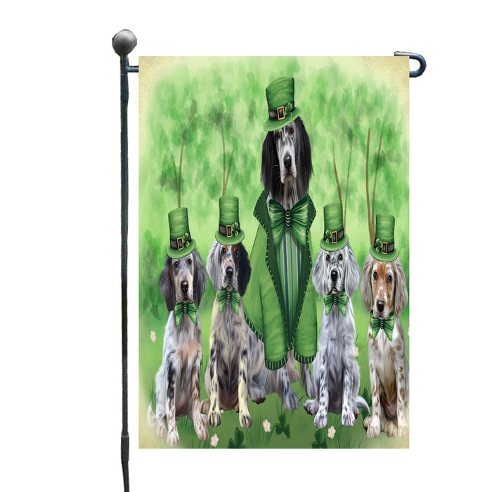 St. Patrick's Day Family English Setter Dogs Garden Flags Outdoor Decor for Homes and Gardens Double Sided Garden Yard Spring Decorative Vertical Home Flags Garden Porch Lawn Flag for Decorations