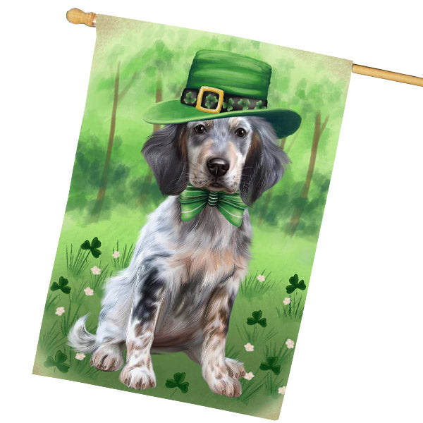 St. Patrick's Day English Setter Dog House Flag Outdoor Decorative Double Sided Pet Portrait Weather Resistant Premium Quality Animal Printed Home Decorative Flags 100% Polyester FLG69724