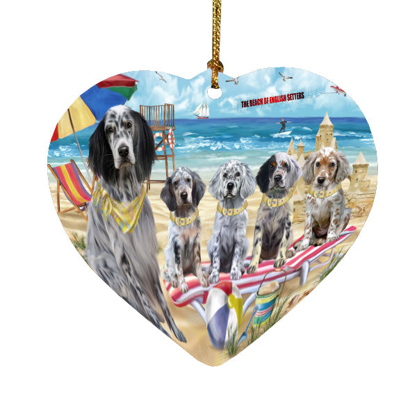 Pet Friendly Beach English Setter Dogs Heart Christmas Ornament HPORA58856