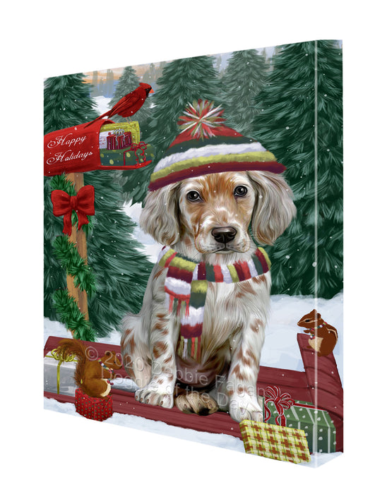Christmas Woodland Sled English Setter Dog Canvas Wall Art - Premium Quality Ready to Hang Room Decor Wall Art Canvas - Unique Animal Printed Digital Painting for Decoration CVS592