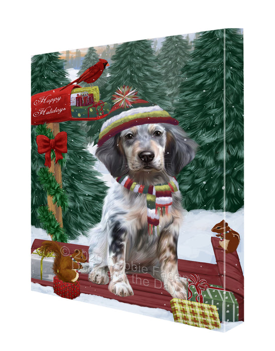 Christmas Woodland Sled English Setter Dog Canvas Wall Art - Premium Quality Ready to Hang Room Decor Wall Art Canvas - Unique Animal Printed Digital Painting for Decoration CVS593