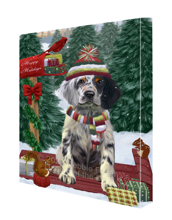 Christmas Woodland Sled English Setter Dog Canvas Wall Art - Premium Quality Ready to Hang Room Decor Wall Art Canvas - Unique Animal Printed Digital Painting for Decoration CVS594