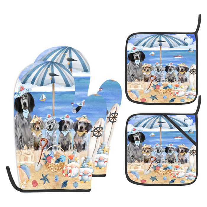 English Setter Oven Mitts and Pot Holder Set: Explore a Variety of Designs, Personalized, Potholders with Kitchen Gloves for Cooking, Custom, Halloween Gifts for Dog Mom