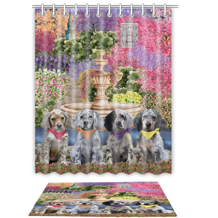 English Setter Shower Curtain & Bath Mat Set, Bathroom Decor Curtains with hooks and Rug, Explore a Variety of Designs, Personalized, Custom, Dog Lover's Gifts