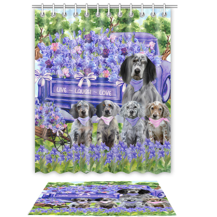 English Setter Shower Curtain & Bath Mat Set - Explore a Variety of Personalized Designs - Custom Rug and Curtains with hooks for Bathroom Decor - Pet and Dog Lovers Gift