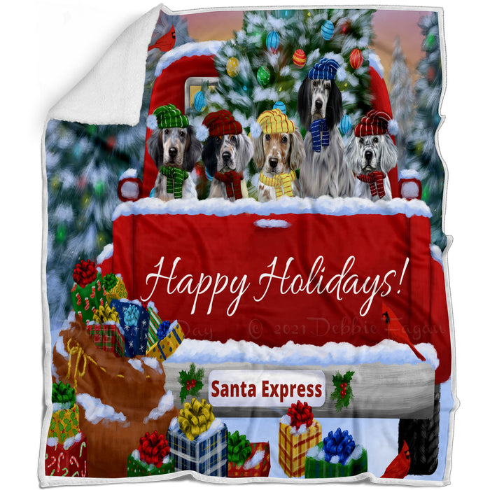 Christmas Red Truck Travlin Home for the Holidays English Setter Dogs Blanket - Lightweight Soft Cozy and Durable Bed Blanket - Animal Theme Fuzzy Blanket for Sofa Couch