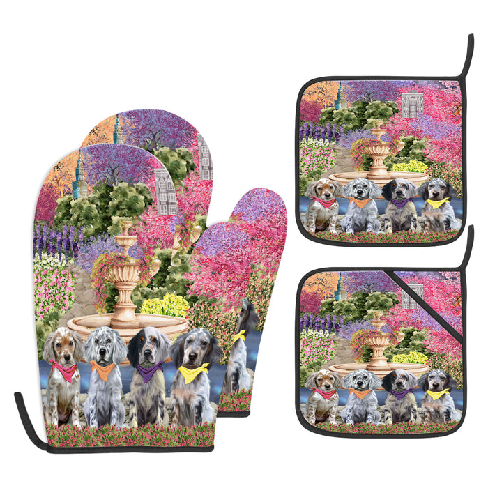 English Setter Oven Mitts and Pot Holder Set, Kitchen Gloves for Cooking with Potholders, Explore a Variety of Custom Designs, Personalized, Pet & Dog Gifts