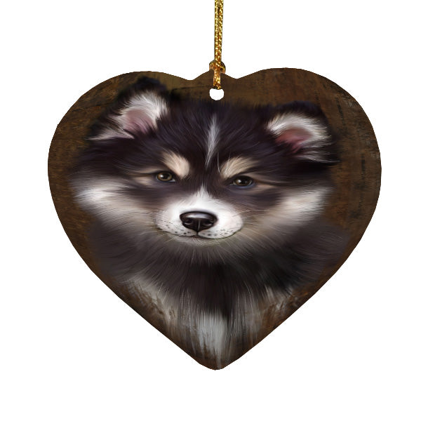 Rustic Finnish Lapphund Dog Heart Christmas Ornament HPORA58980
