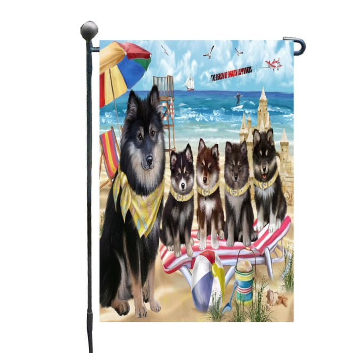 Pet Friendly Beach Finnish Lapphund Dogs Garden Flags Outdoor Decor for Homes and Gardens Double Sided Garden Yard Spring Decorative Vertical Home Flags Garden Porch Lawn Flag for Decorations