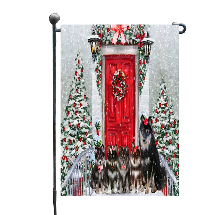Christmas Holiday Welcome Finnish Lapphund Dogs Garden Flags- Outdoor Double Sided Garden Yard Porch Lawn Spring Decorative Vertical Home Flags 12 1/2"w x 18"h