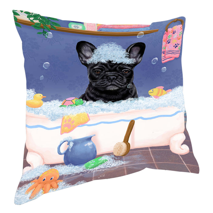 Rub A Dub Dog In A Tub French Bulldog Pillow with Top Quality High-Resolution Images - Ultra Soft Pet Pillows for Sleeping - Reversible & Comfort - Ideal Gift for Dog Lover - Cushion for Sofa Couch Bed - 100% Polyester, PILA90556