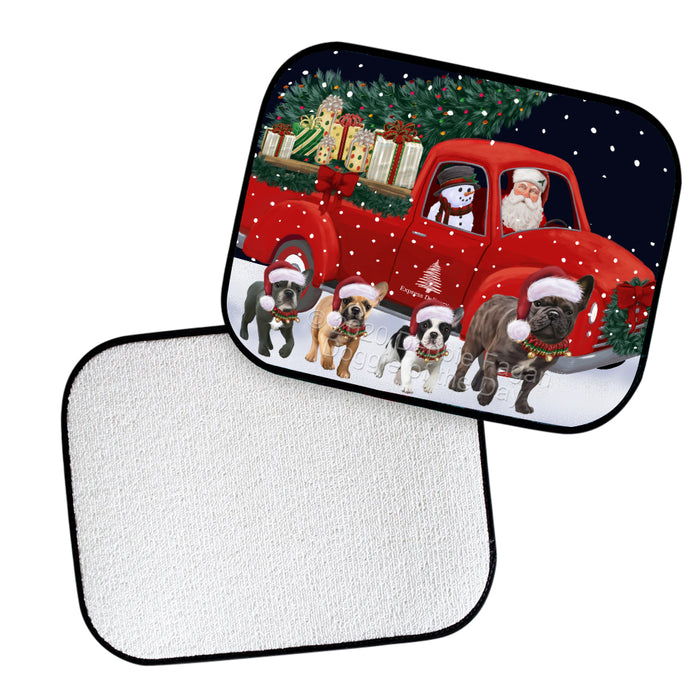 Christmas Express Delivery Red Truck Running French Bulldogs Polyester Anti-Slip Vehicle Carpet Car Floor Mats  CFM49480