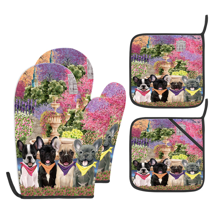 French Bulldog Oven Mitts and Pot Holder Set: Explore a Variety of Designs, Personalized, Potholders with Kitchen Gloves for Cooking, Custom, Halloween Gifts for Dog Mom