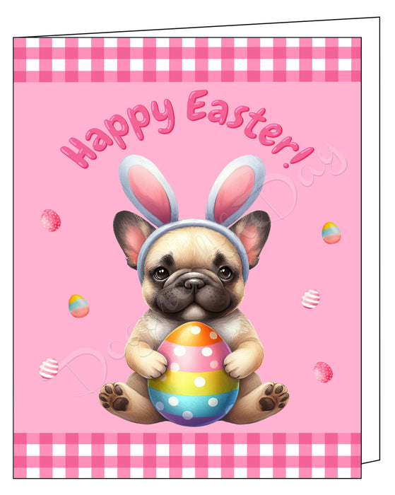 French Bulldog Dog Easter Day Greeting Cards and Note Cards with Envelope - Easter Invitation Card with Multi Design Pack