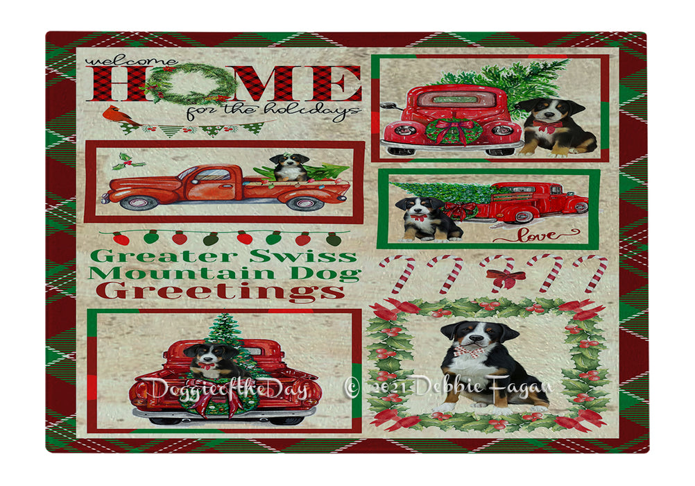 Welcome Home for Christmas Holidays Greater Swiss Mountain Dogs Cutting Board - Easy Grip Non-Slip Dishwasher Safe Chopping Board Vegetables C78970