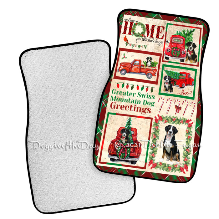 Welcome Home for Christmas Holidays Greater Swiss Mountain Dogs Polyester Anti-Slip Vehicle Carpet Car Floor Mats CFM48382