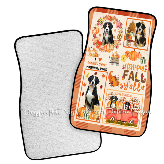 Happy Fall Y'all Pumpkin Greater Swiss Mountain Dogs Polyester Anti-Slip Vehicle Carpet Car Floor Mats CFM49213