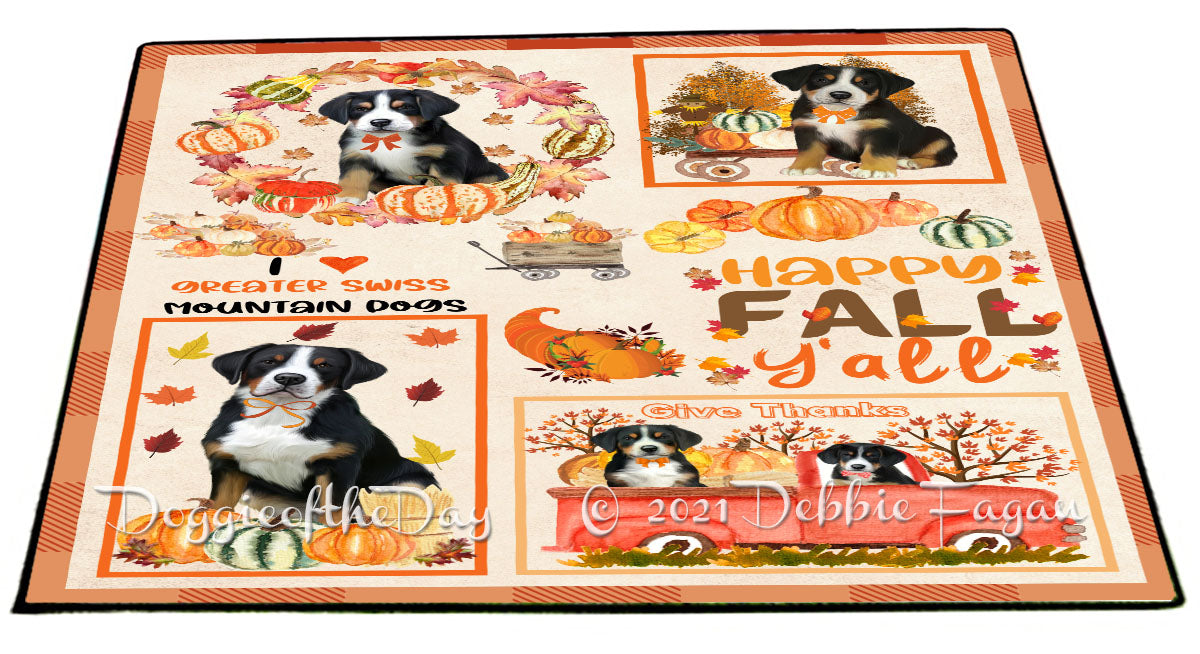 Happy Fall Y'all Pumpkin Greater Swiss Mountain Dogs Indoor/Outdoor Welcome Floormat - Premium Quality Washable Anti-Slip Doormat Rug FLMS58651