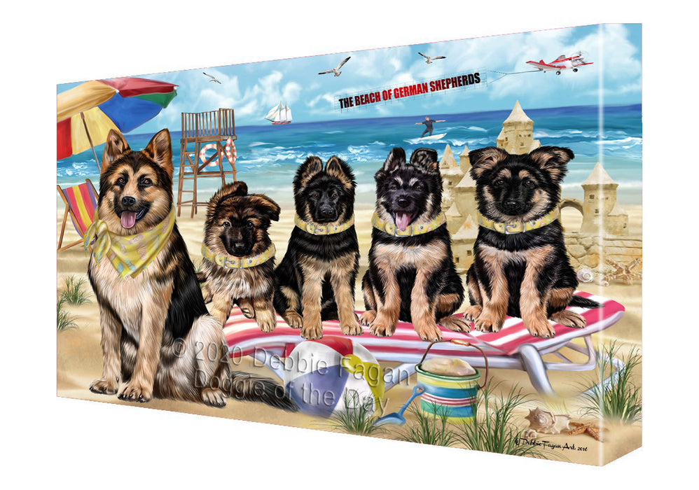 Pet Friendly Beach German Shepherd Dogs Canvas Wall Art - Premium Quality Ready to Hang Room Decor Wall Art Canvas - Unique Animal Printed Digital Painting for Decoration
