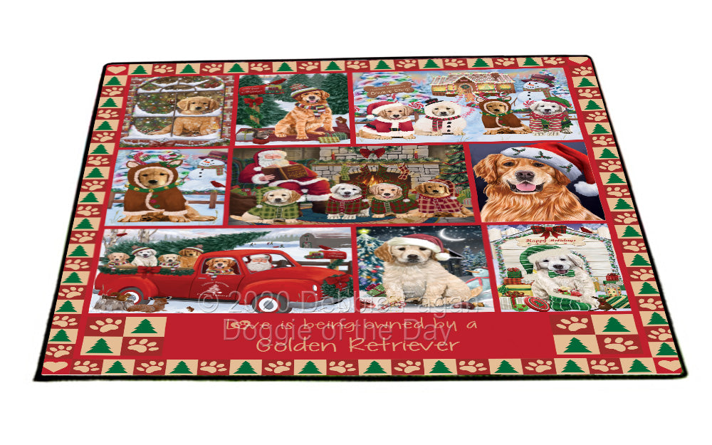 Love is Being Owned Christmas Golden Retriever Dogs Floormat FLMS54856